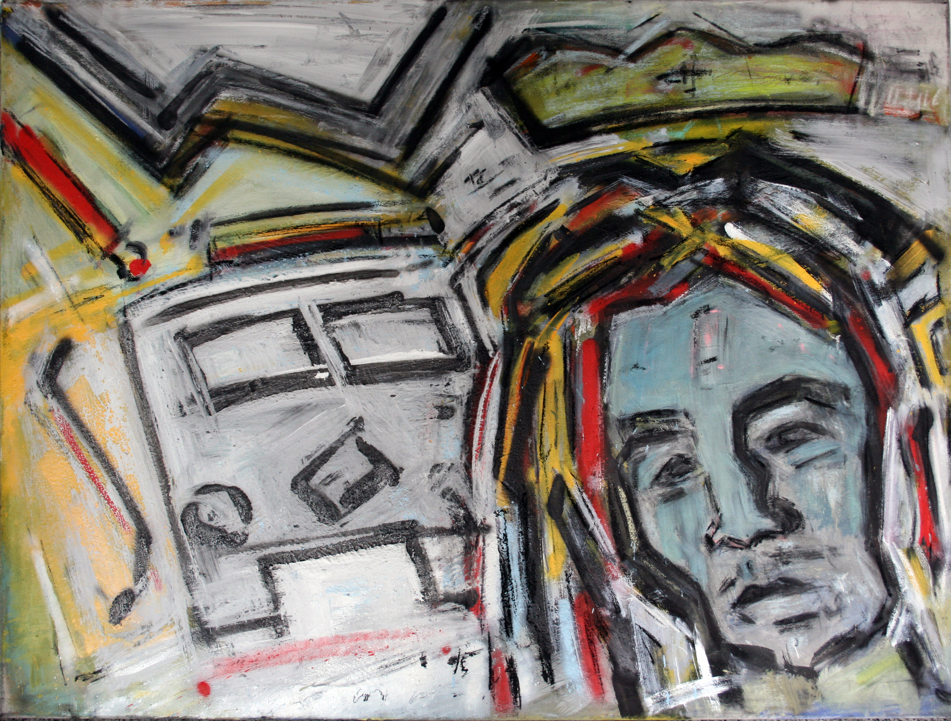 Bob Marley Late Babylon Bus | Lack/Kreide/Pigmente auf Leinwand 95 x 120 cm, 2021