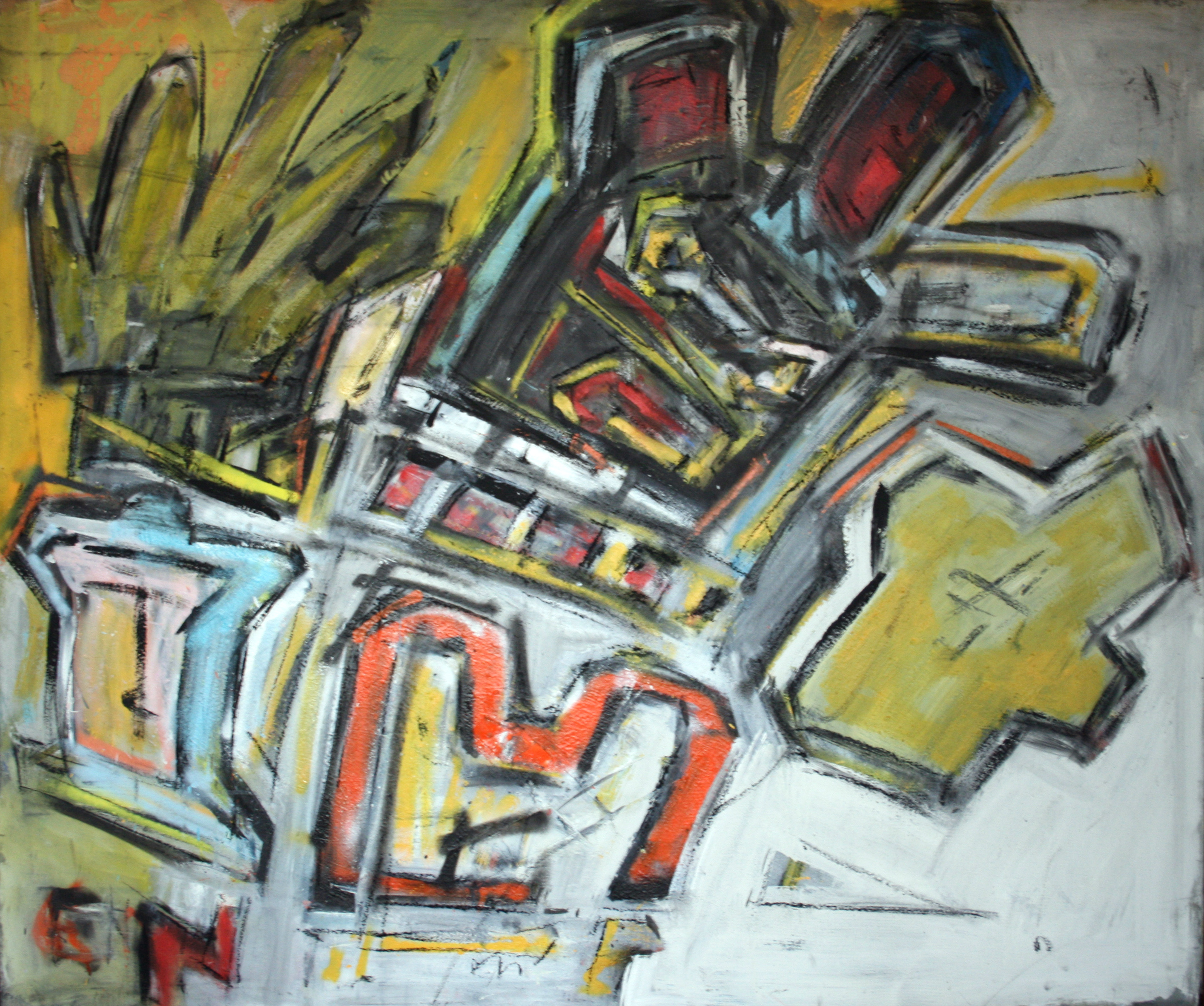 Metropolitan 1 | Lack/Kreide/Pigmente auf Leinwand, 100 x 125 cm, 2021